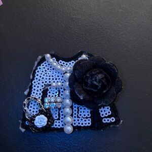 Black and White Sequined Brooch